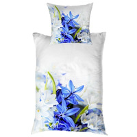 Bettbezug Blaue und weiße Blüten 