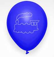 Ein Satz Luftballons mit einer Lokomotive